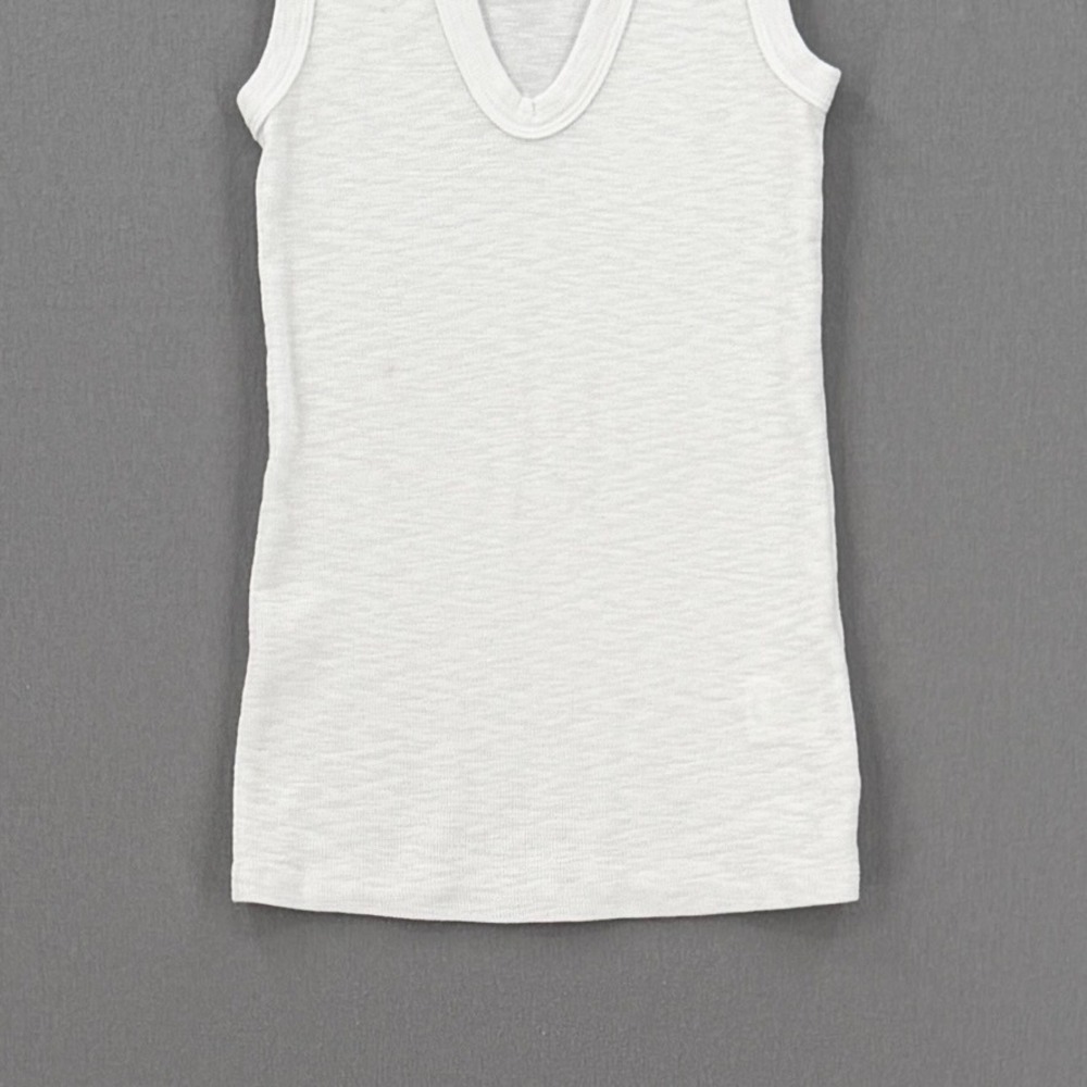 ENZA COSTA Textured Rib Sleeveless U Neck Tank Top Womens XS White Quite Luxury - Picture 8 of 16